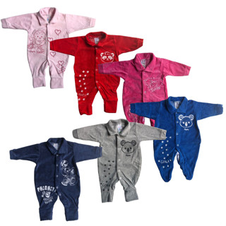 Macacão Plush Inverno Vira Pé Manga Longa Estampado Macacao Bebe Infantil Flaphy REF. 315