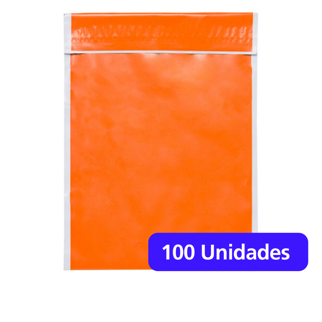 Kit 100 Envelopes Coloridos Laranja  19x25 cm - Envelopes de Segurança Sacos Para Envios