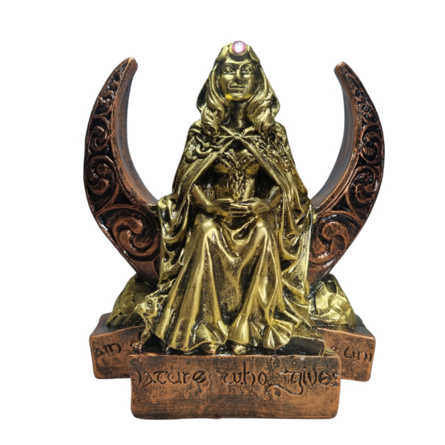 Estatueta Deusa Da Lua Wicca Ouro e Bronze Morgana 20 CM