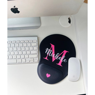 Mouse Pad Gota - Preto + Letra Rosa + nome