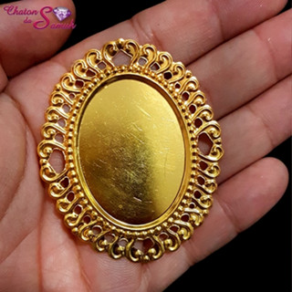Tag Luxo de Metal Oval Dourada - cód 11 - 10 un