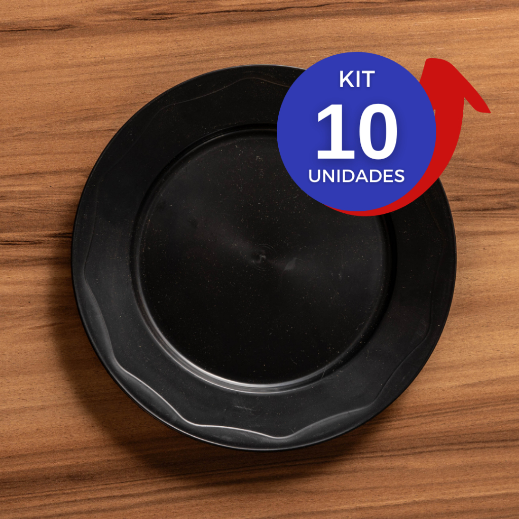 Kit 10 pratos raso redondo plástico refeição churrasco festa prato plastico redondo preto em Oferta na Shopee