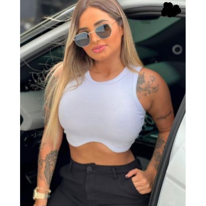 cropeed Feminino Ribana canelado premium Regatinha verão$ em Oferta na Shopee