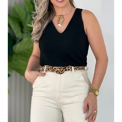 Blusa Feminina Regata Alça Larga Tecido Duna Tendência Regata Lisa Básica Elegante Frente Única Moda Blogueira