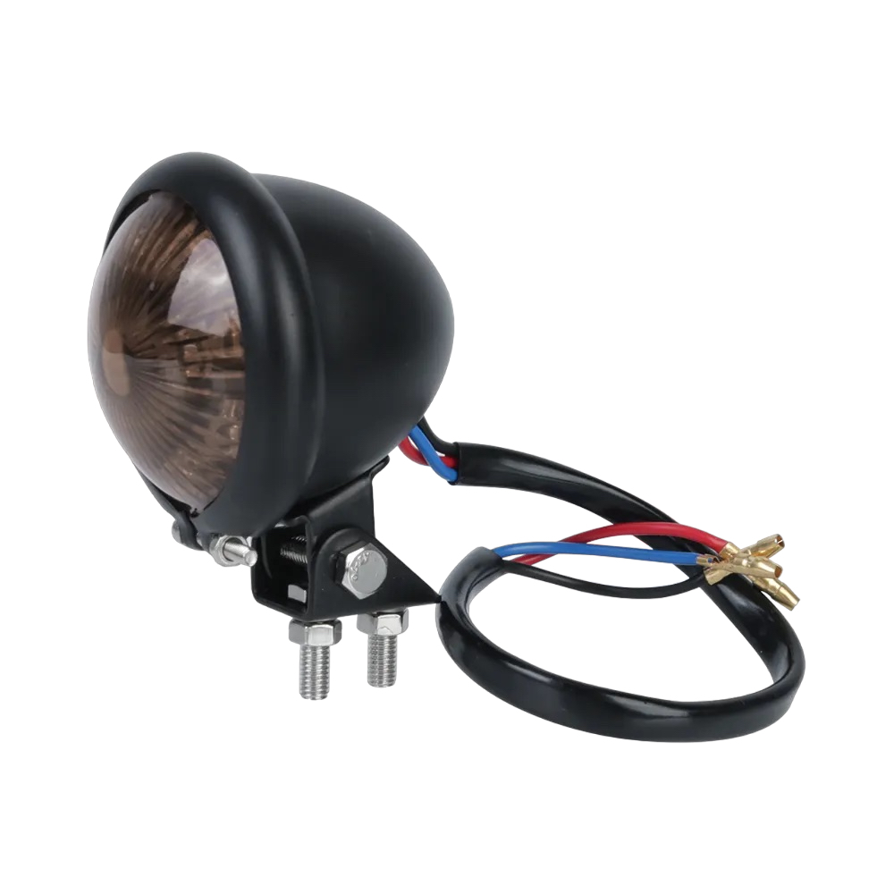 Lanterna Traseira bola bolinha redonda articulada preta prata cromada para luz de freio iluminação em LED forte para Motos Custom cafe racer lente fume ou vermelho