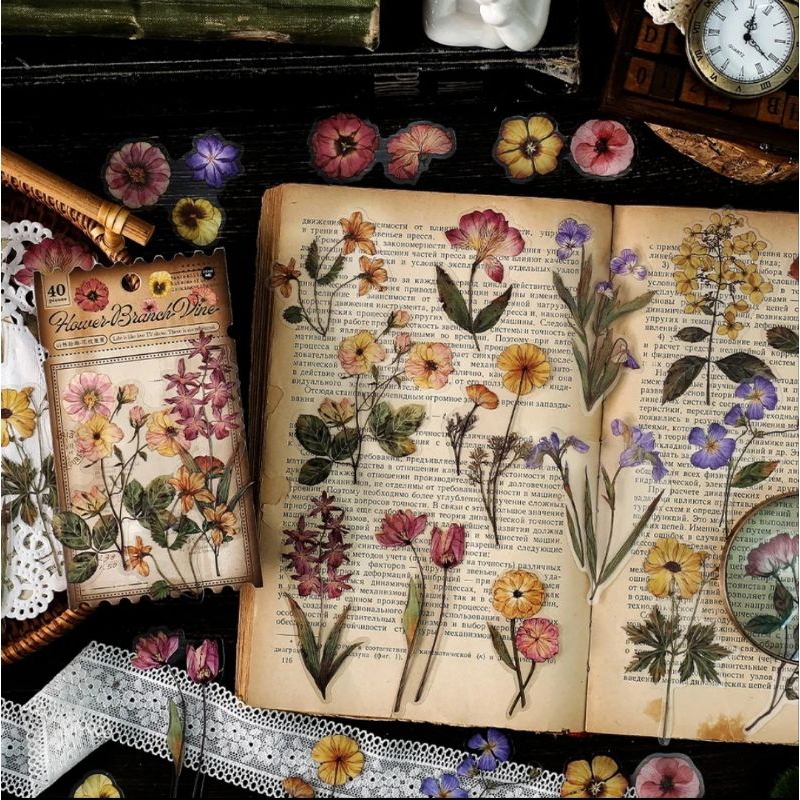 Adesivos impermeáveis bosque/cogumelos/flores/outono para scrapbook/bullet jornal (Q10p)