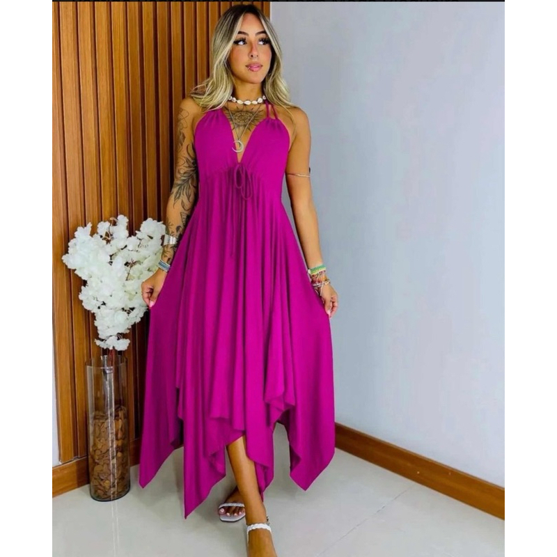 VESTIDO PONTA ALICE - vestido feminino ponta MIDI tendência verão