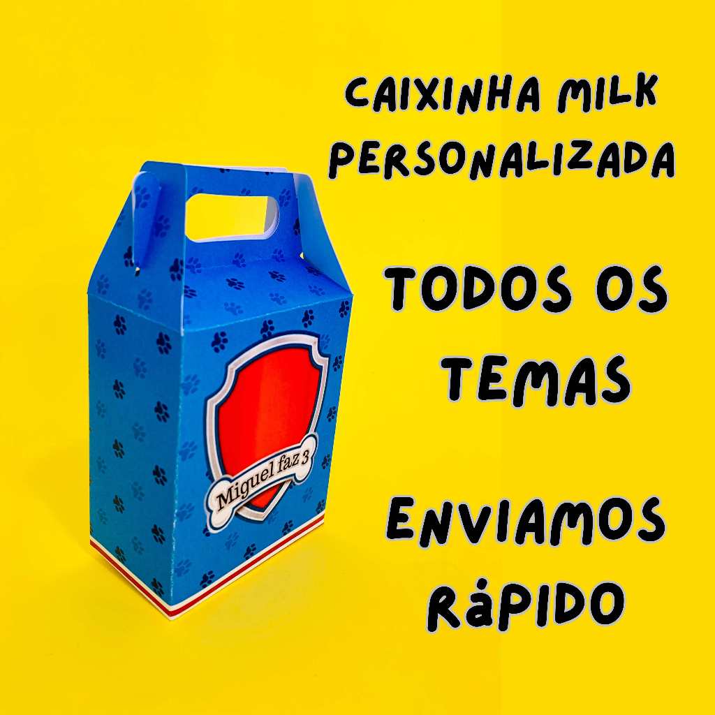 10 Caixinhas Milk Personalizadas Minie Batman Patrulha Canina
