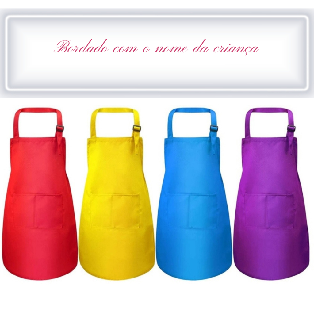 Aventa  BORDADO infantil criança 3 a 6 anos com nome ,cozinha,oficina,gourmet,volta as aulas,mini chef,farda,escola