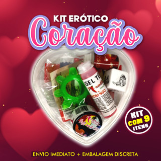 kit Erótico com 9 itens casal adulto formato coração sexy shop sex shop
