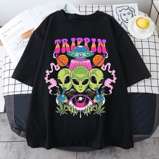 Camiseta Harajuku Gótica Feminina Camiseta Alienígena Estampa Blusas & Camisetas De Verão