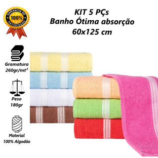 Kit 5 Toalhas De Banho Madri otima absorção 100% algodão