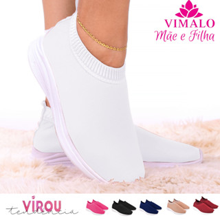 Tênis Feminino Meia Calce Fácil Slip On Leve Flexível Confortável Para Caminhada Academia Vl-05