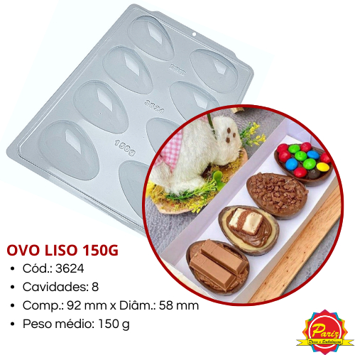 Forma Ovo Liso 150g SP Semiprofissional Simples sem Silicone C.3624 Forma para Chocolate Páscoa BWB em Oferta na Shopee