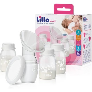 Kit Coletor Bomba Coletora de Leite Materno Silicone 3 Frascos 120ml Lillo Mamy