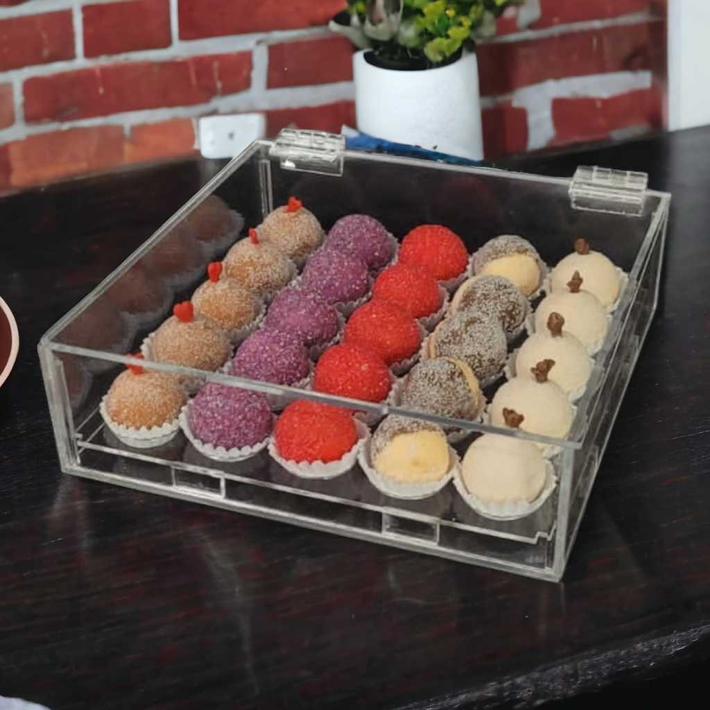 Expositor Acrílico 25 Brigadeiros N.4 Com Tampa em Oferta na Shopee