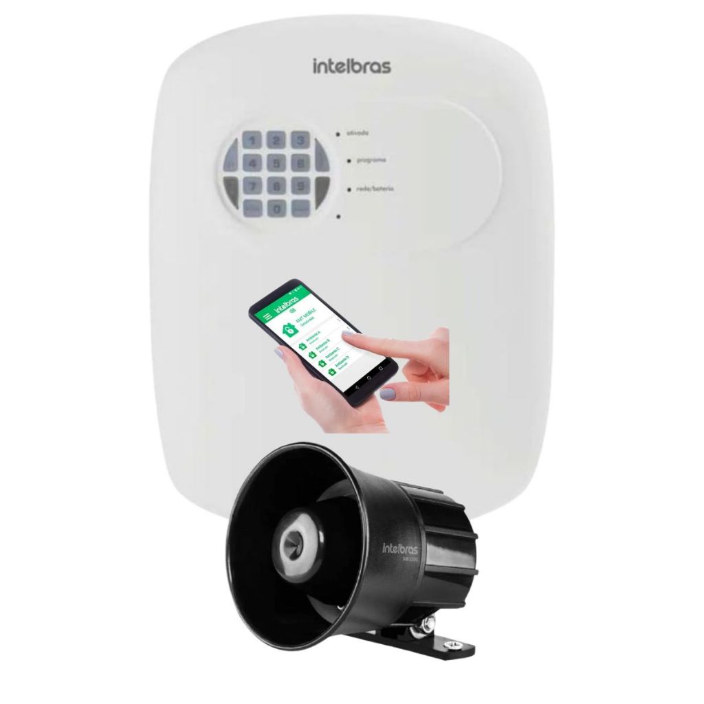 Central Alarme Intelbras ANM 24 Net Com App Via Celular Residencial Comercial e Sirene 12v