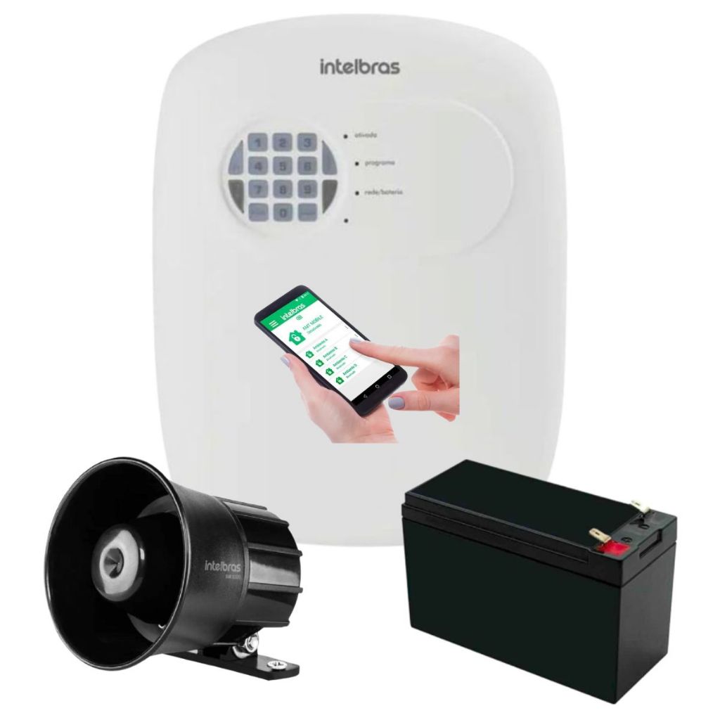 Kit Central Alarme Intelbras ANM 24 Net Com App Via Celular Residencial Comercial Com Sirene