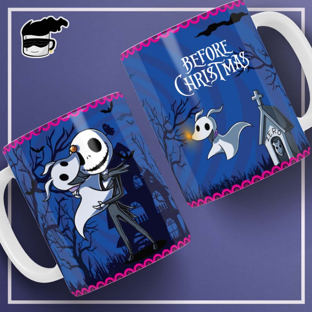 Caneca Jack Skellington Disney Xicara Porcelana O Estranho Mundo de Jack
