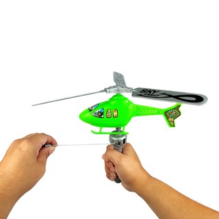 Helicóptero De Brinquedo Com Lançador À Corda Puxa Voa