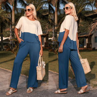 Conjunto Feminino Social Moda Evangélica Calça E Blusa Soltinha Elegante