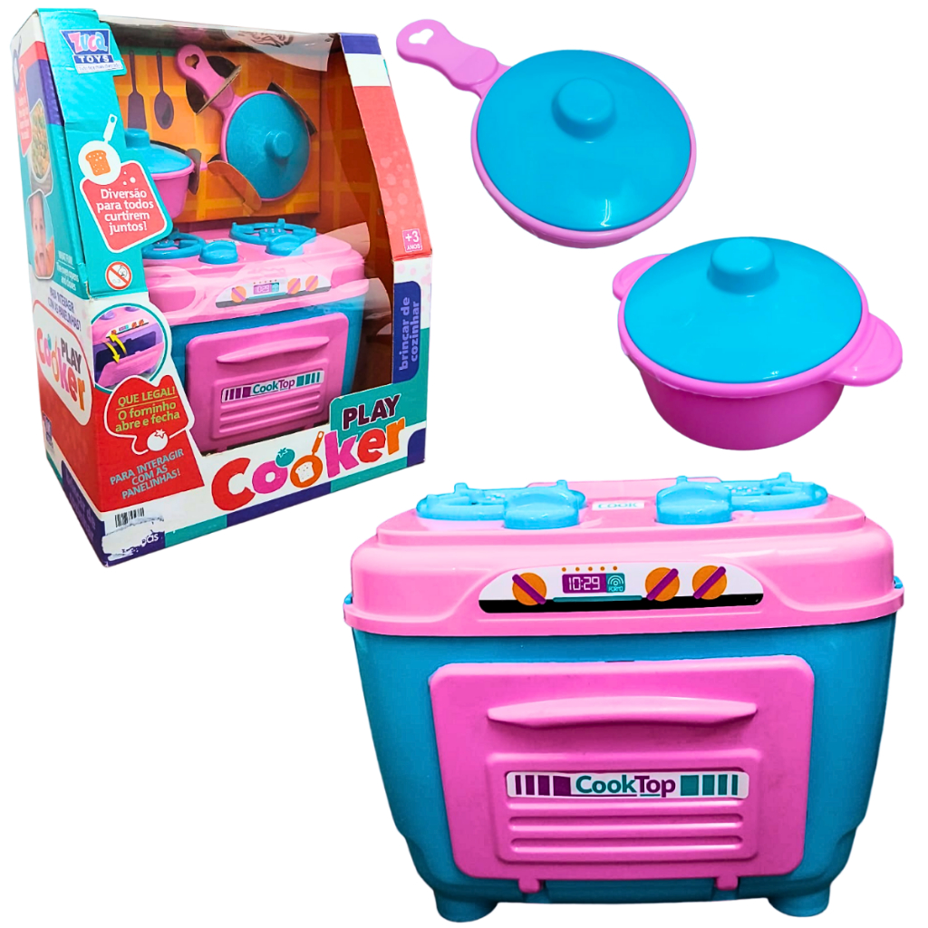 Fogão Infantil 2 Panelinhas Fogãozinho Cozinha Forno Forninho Panela Brinquedos de Cozinha Zucatoys