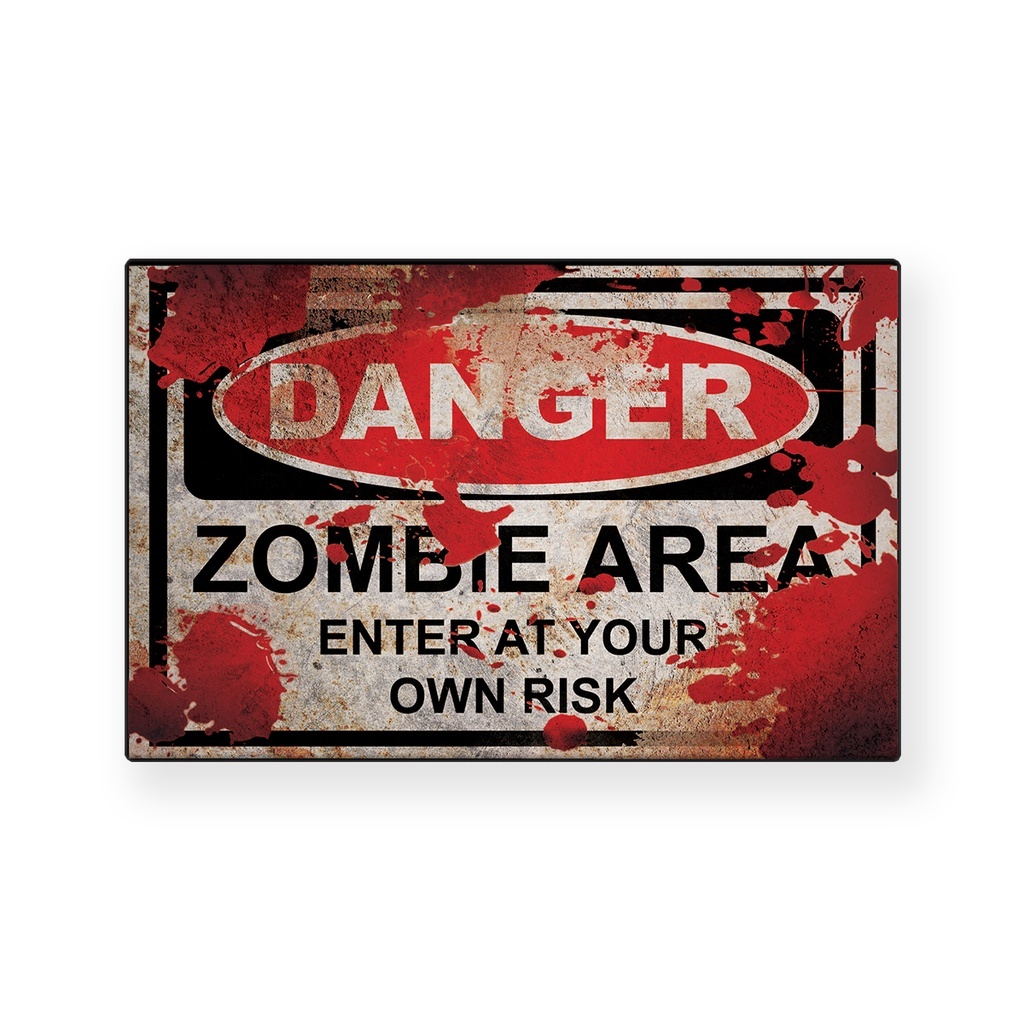 Quadro placa decorativa danger zombie em Oferta na Shopee
