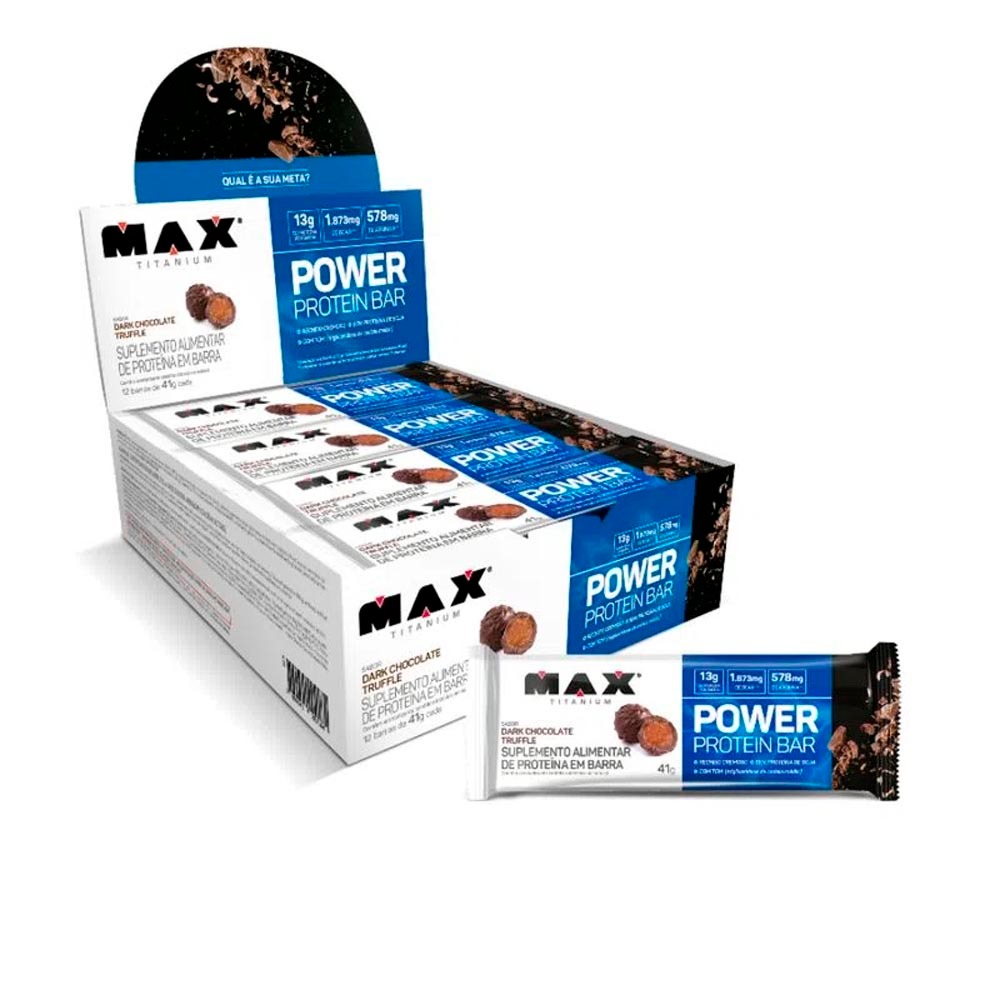 Power Protein Whey Bar - Caixa c/ 12 Unidades de 41g  - Max Titanium