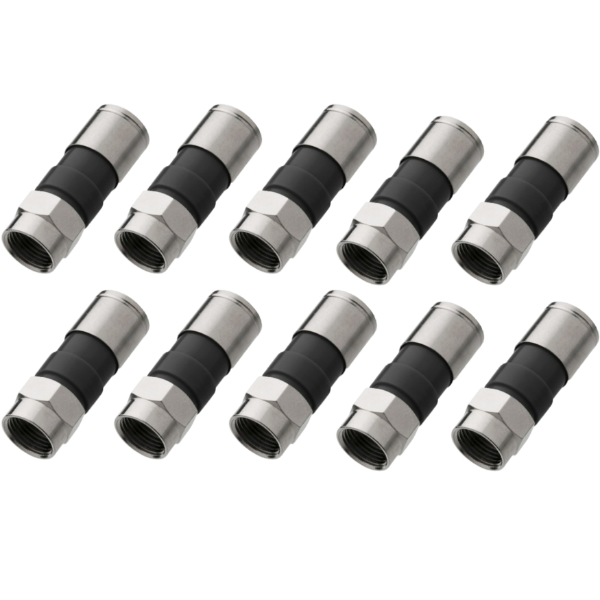 Kit C/ 10 Conector Rg6 Coaxial De Compressão Profissional