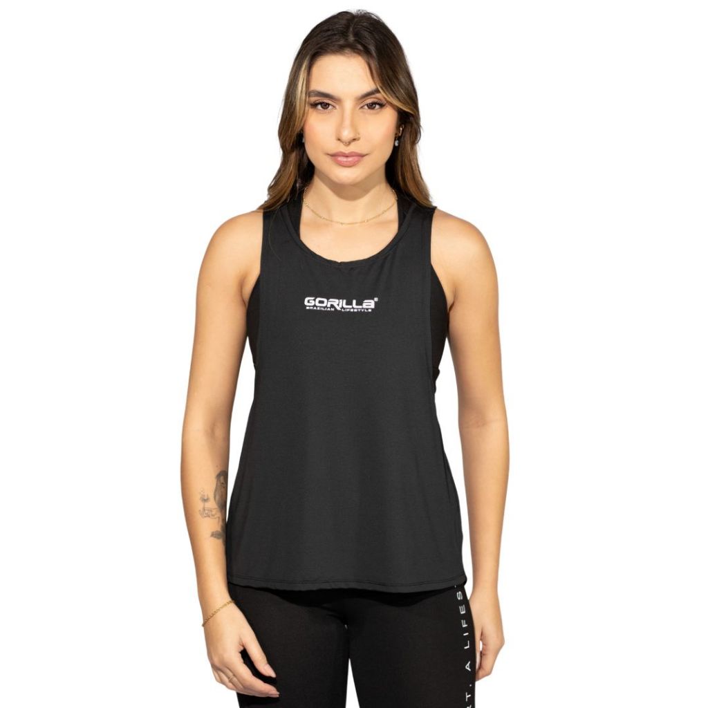 Regata Dry Fit Feminina Elastano Fitness Gorilla Treino Academia Corrida Musculação Confortável UV