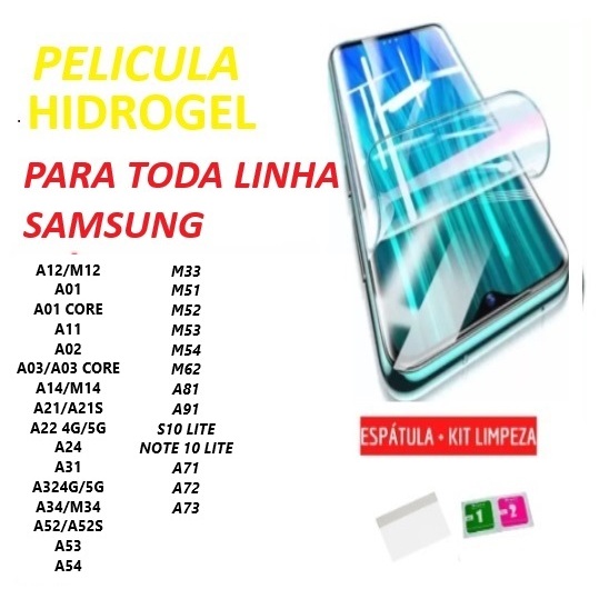 Pelicula de hidrogel, para Toda linha Sams Galaxy A06 A12 A14 A15 A16 A13 A24 A2
