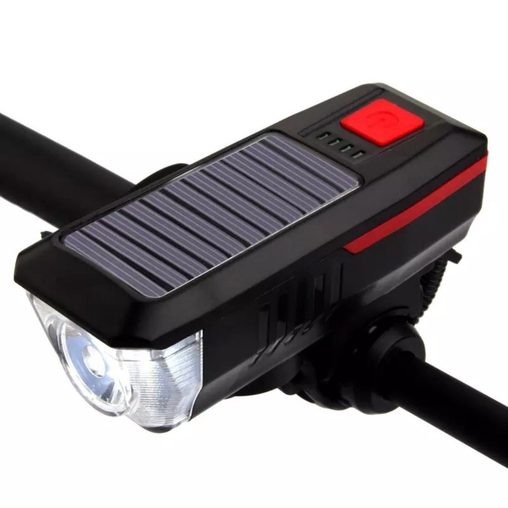 Lanterna De Bike Solar Com Buzina Super Potente Recarregável 3 modos de luz em Oferta na Shopee