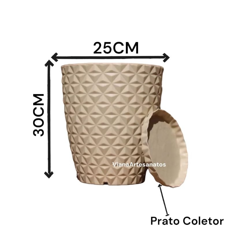 Vaso para Plantas e flor Decorativo Coluna Redondo C/Prato  Diamante Moderno 30x25 em Oferta na Shopee