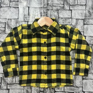 Camisa Infantil Unissex Xadrez Manga Longa De Botão Com Gola Várias Cores