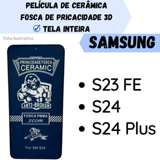 Película Cerâmica Fosca de Privacidade Flexível Para Samsung S23 FE / S24 / S24 Plus Protetor de Tela Inteira 3D