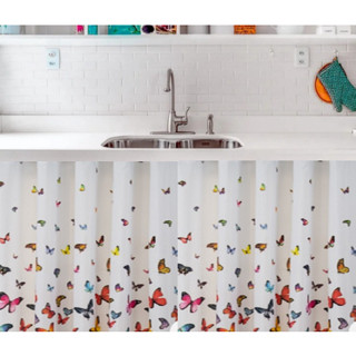 Cortina De Pia Cozinha Tecido Gorgurinho Estampado uma Parte Só 1,40m x 0,80cm