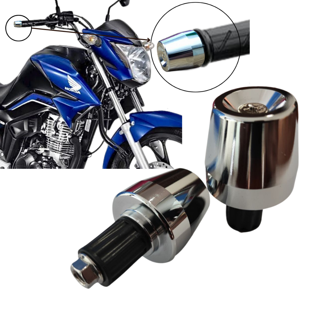 Par De Peso AÇO com Bucha Pezinho De Guidao De Moto Pcx 150 Cromado Par Premio