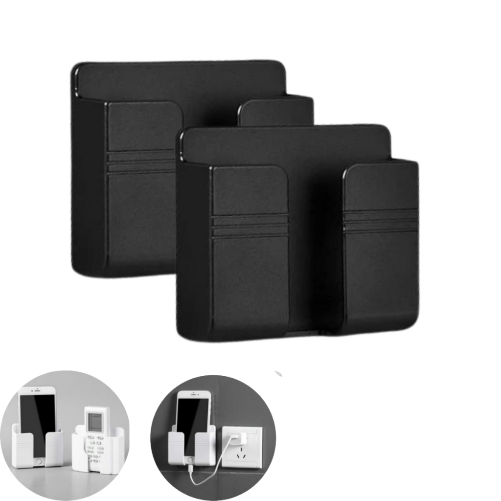 2 Suporte De Parede Para Celular Controle Plástico Preto