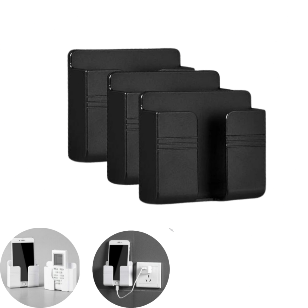3 Suporte De Parede Para Celular Controle Plástico Preto