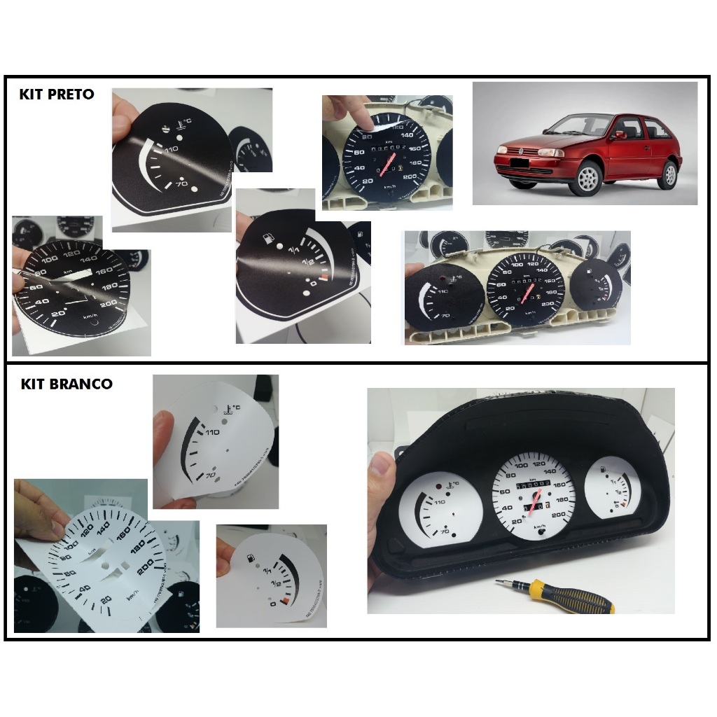 KIT ADESIVOS PAINEL DE INSTRUMENTOS GOL, SAVEIRO, PARATI -G2 LINHA CL / PAINEL ANALÓGICO