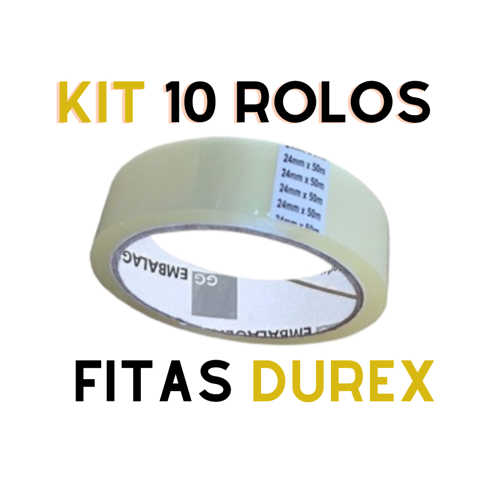 Kit 10 fitas adesiva transparente fina Rolo 24mm x 50m - Pacote 10un