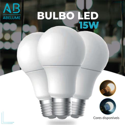 Lâmpada Led Bulbo 15w Branco Frio 6.500K (Luz Branca) | Branco Quente 3.200K (Luz Amarela) | Bivolt E27 Super Led