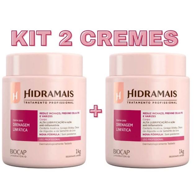 Hidramais Kit 2 Cremes Para Massagem Drenagem Linfática 1Kg em Oferta na Shopee