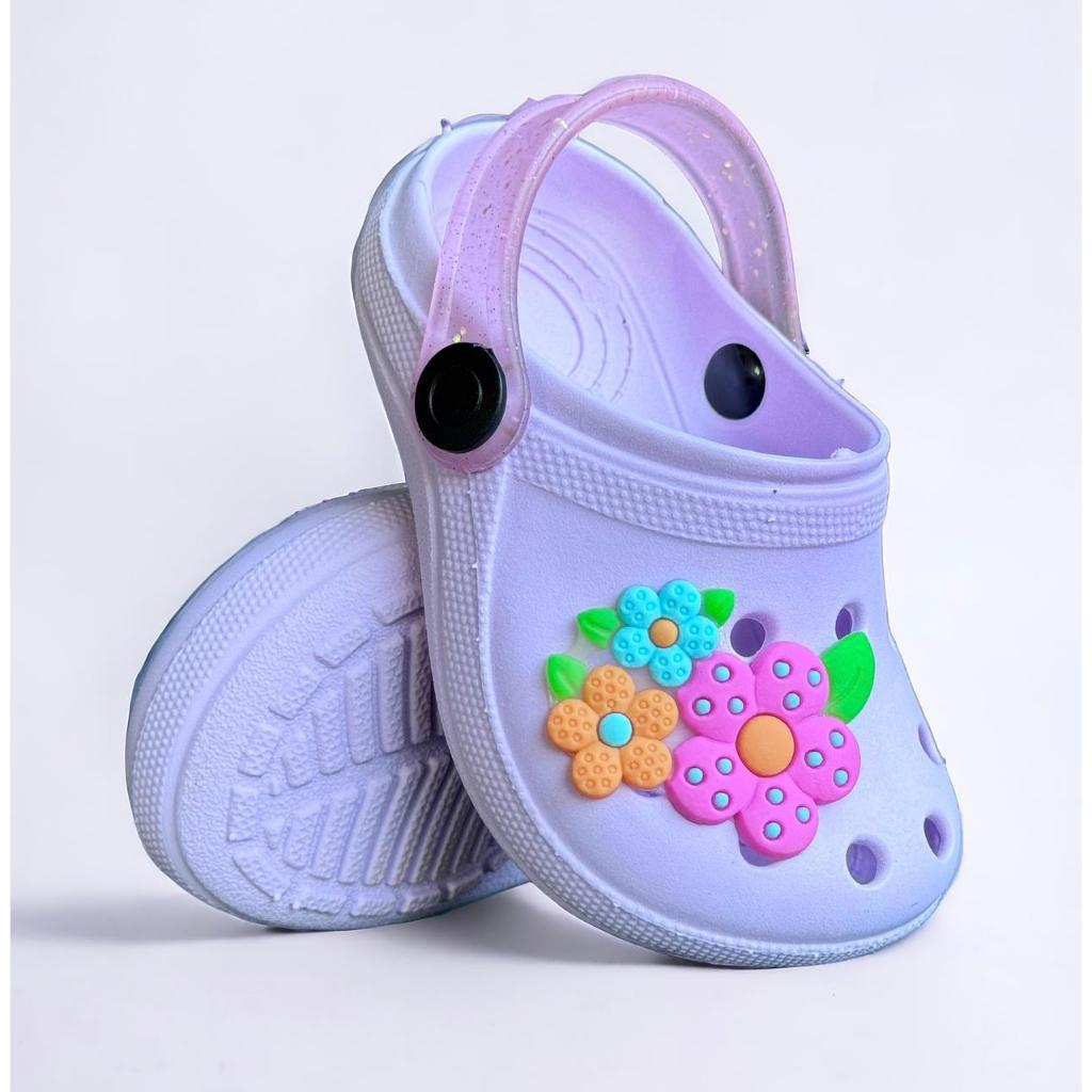 Papete Infantil Percata Chinela Babu Sandália Menina Feminina Cor Lilás Preta Off Azul Borracha Confortável