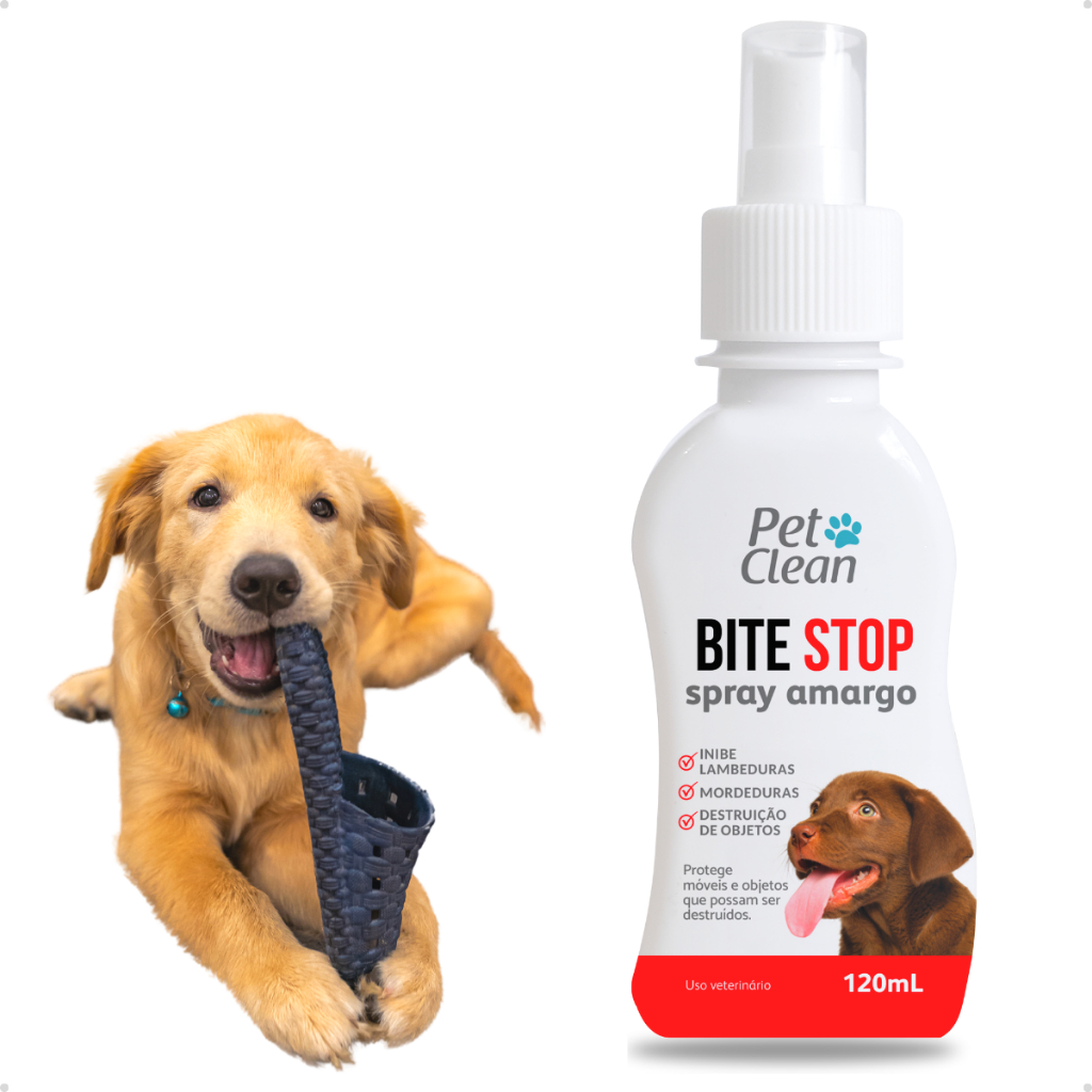 Bite Stop Pet Clean Spray Amargo Adestrador Anti lambida, Mordedura e Destruição de Objetos - 120 ml em Oferta na Shopee