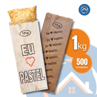 Saco Papel Pastel 1kg "EU AMO PASTEL" MIX Cartucho com 500un