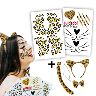 Tatuagem Temporária Onça Brava | Kit Fantasia