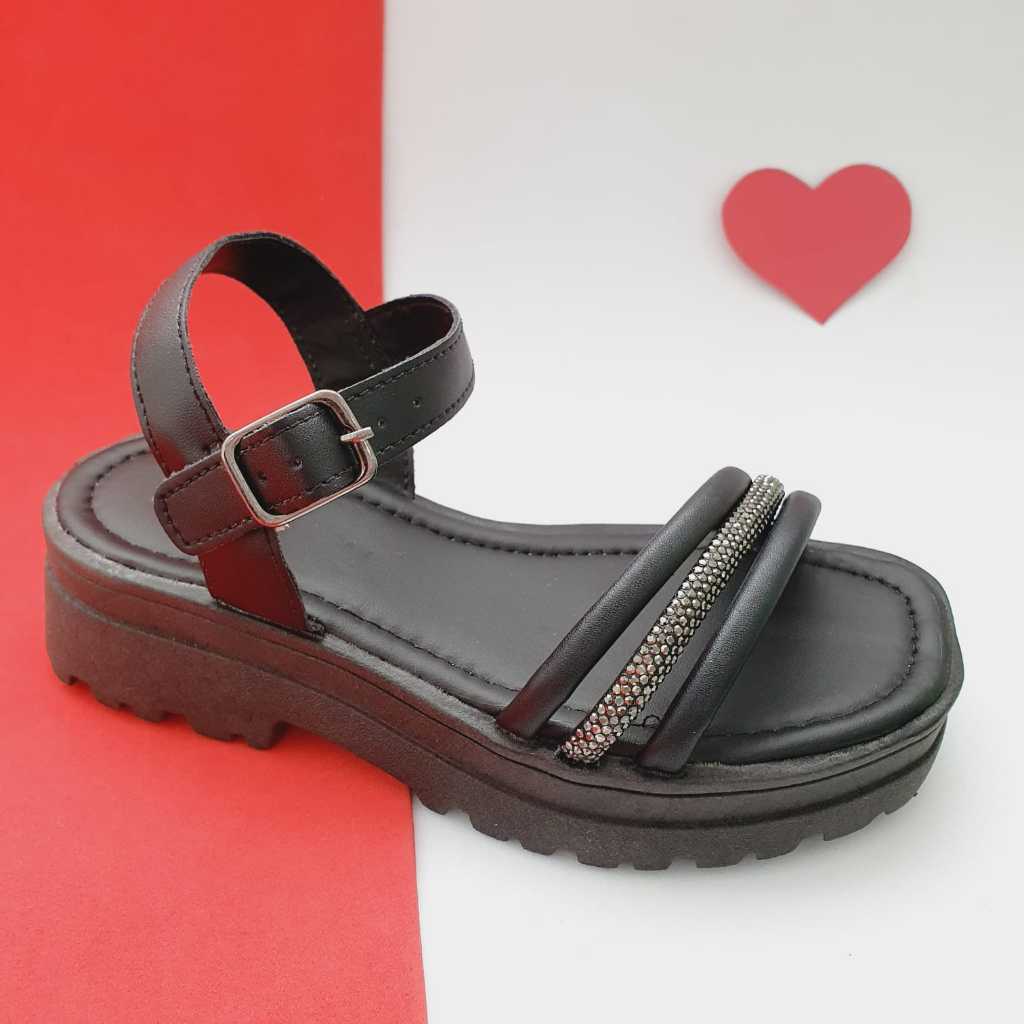 Sandália Infantil Feminina Tratorada 3 Tiras Strass Menina 28 ao 34