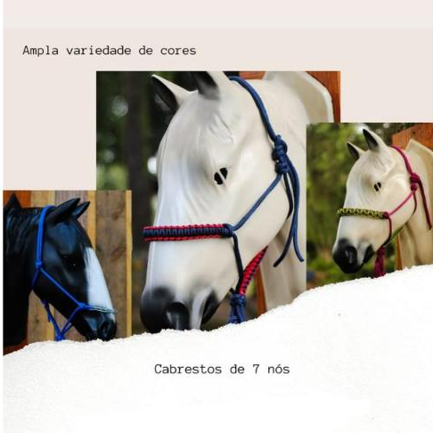 Cabresto 7 Nós Corda Náutica - Detalhe Coração Na Focinheira - Várias Cores