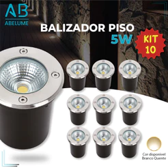 10 Balizador Spot LED Embutir Chão Piso Jardim 5W Branco Quente 3000K IP65 Bivolt 60Hz